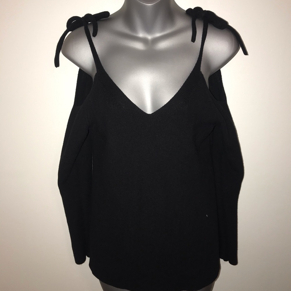 Cold shoulder black sweater